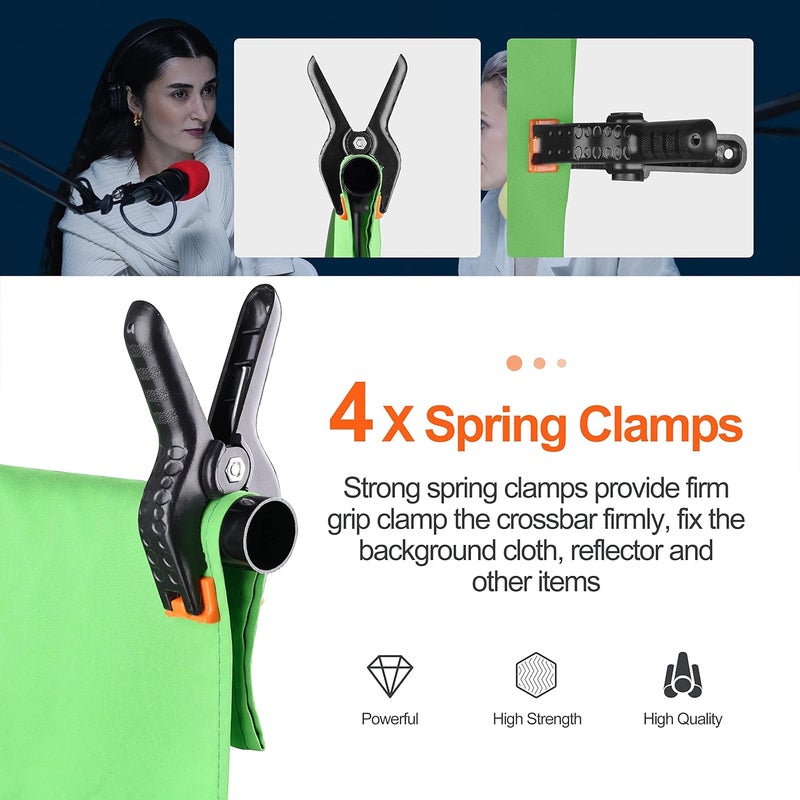 GLOSHOOTING 8.5 x 5ft T-Shape Portable Backdrop Stand with Sandbag - Adjustable Photo Background Stand Kit with Spring Clamp and Carry Bag for Photography Party Photoshoot Studio Video - Image 5